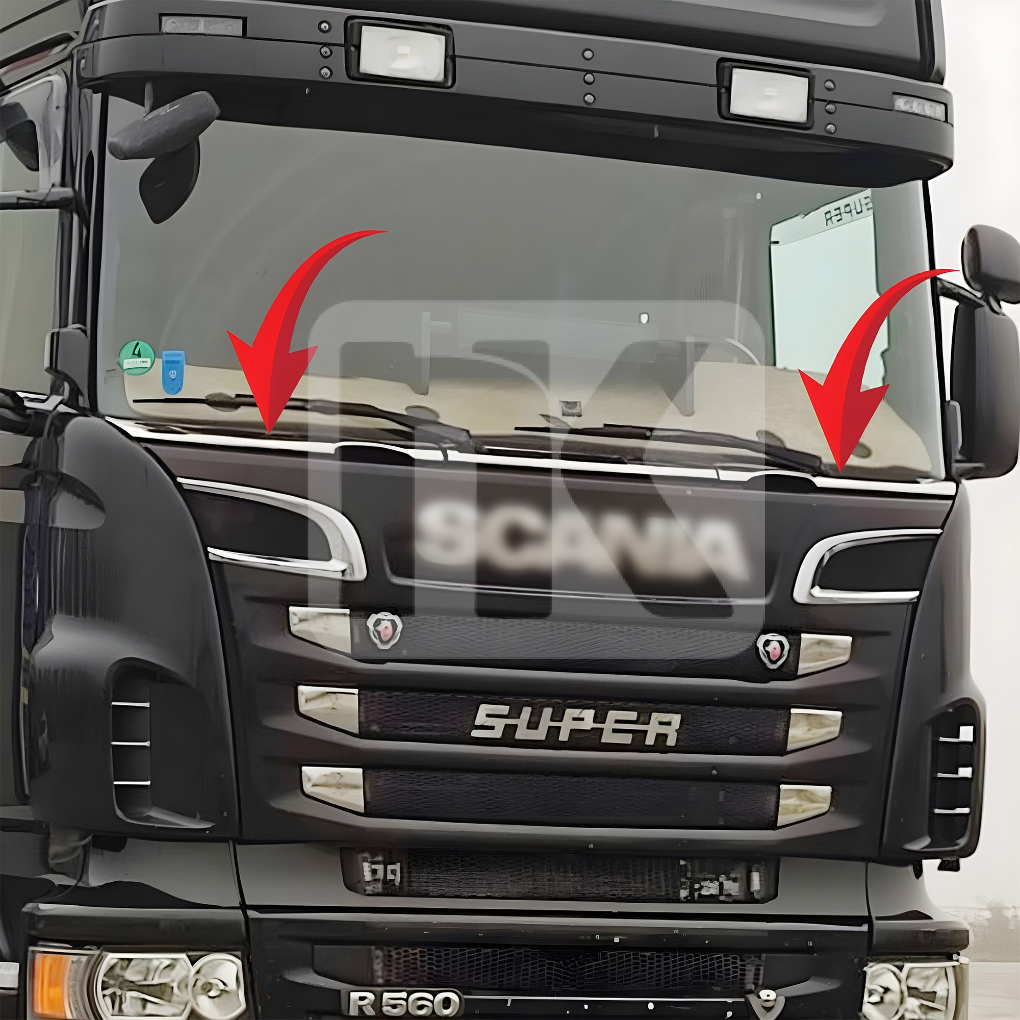 Ανοξείδωτο κάλυμμα μετώπης παρμπρίζ Scania 5/6 prsc160 FSC110