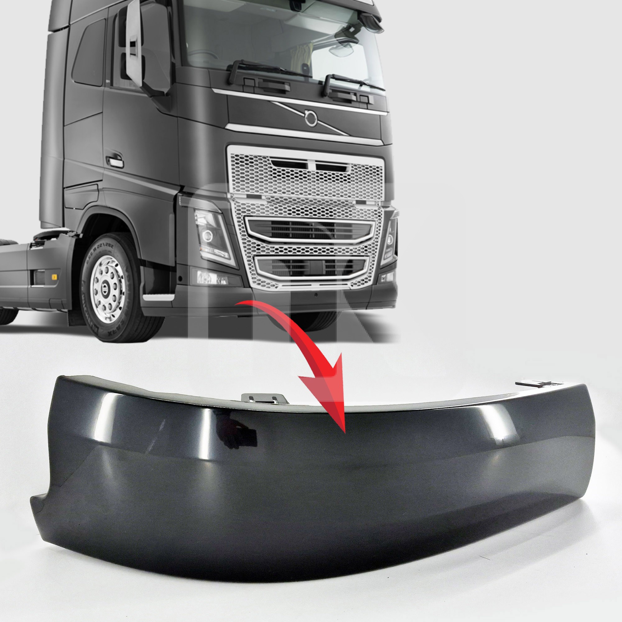Γωνία προφυλακτήρα μαύρη (RH) Volvo FH4 82090735