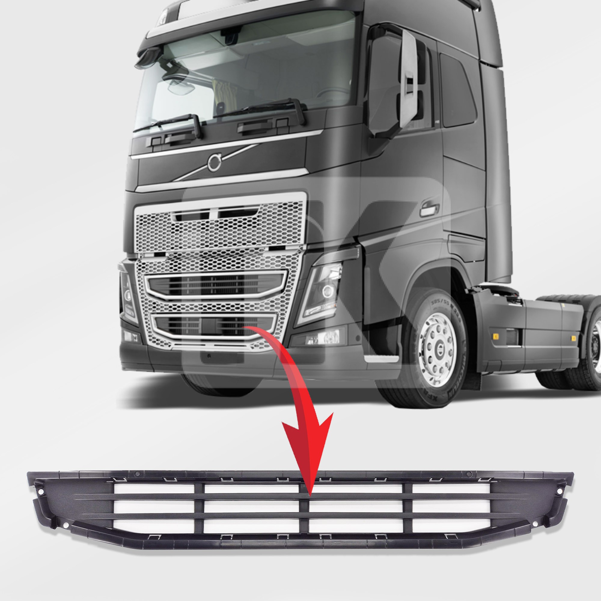 Γρίλια μάσκας κάτω Volvo FH4 πλαστική 82220206