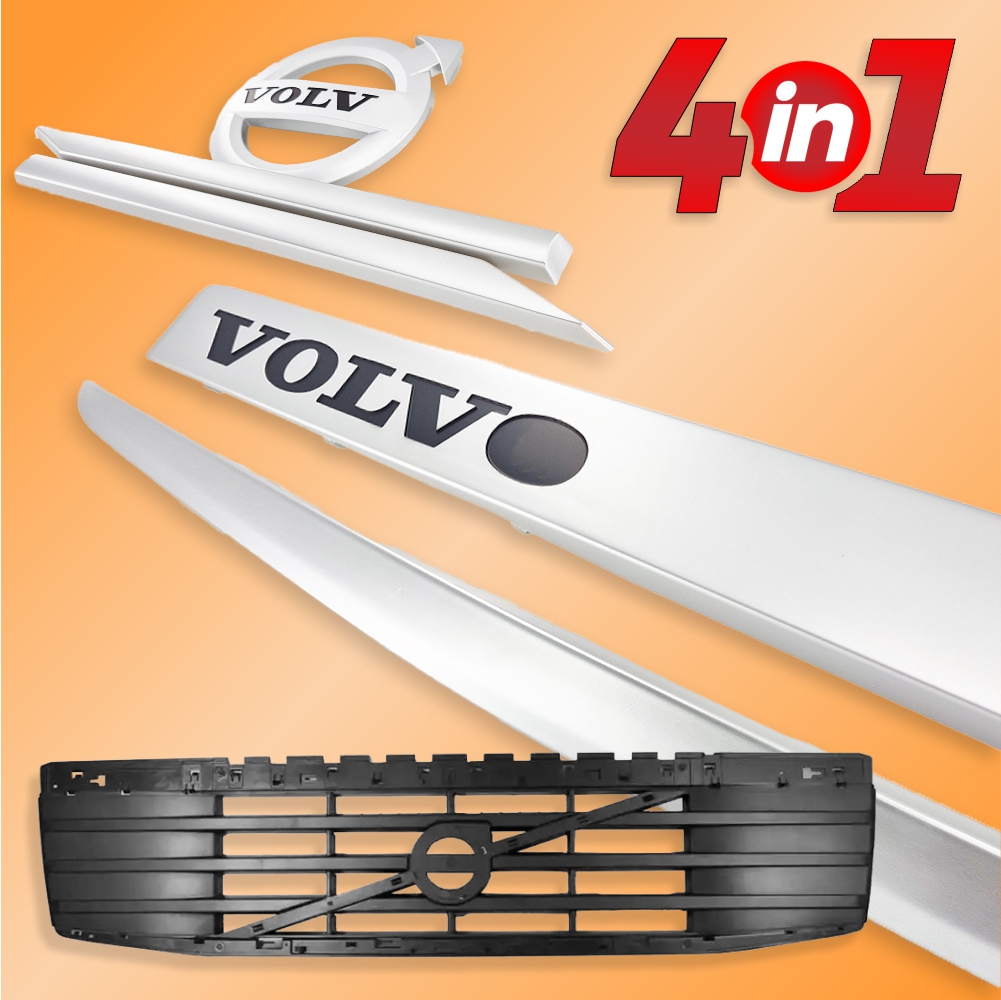 Επάνω μάσκα καπό Volvo FH3 κομπλέ με σήματα Ασημί