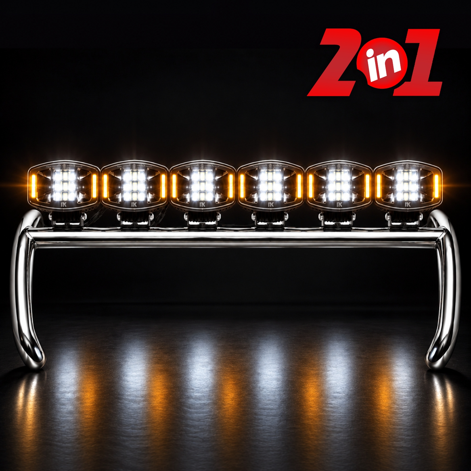Σετ Ανοξείδωτη Μπάρα Μάσκας & Προβολείς Oval FULL LED Black Edition Volvo FH4