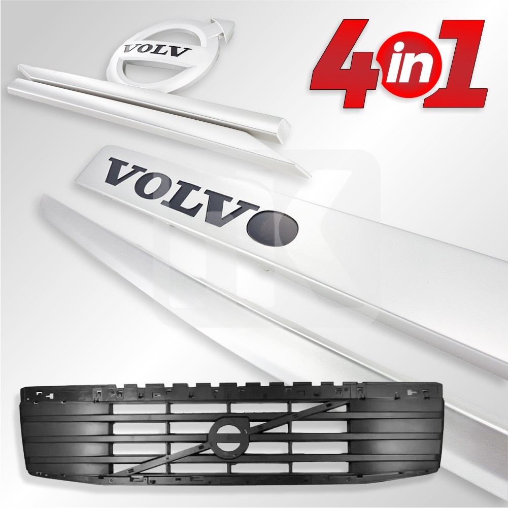 Επάνω μάσκα καπό Volvo FH3 κομπλέ με σήματα Ασημί