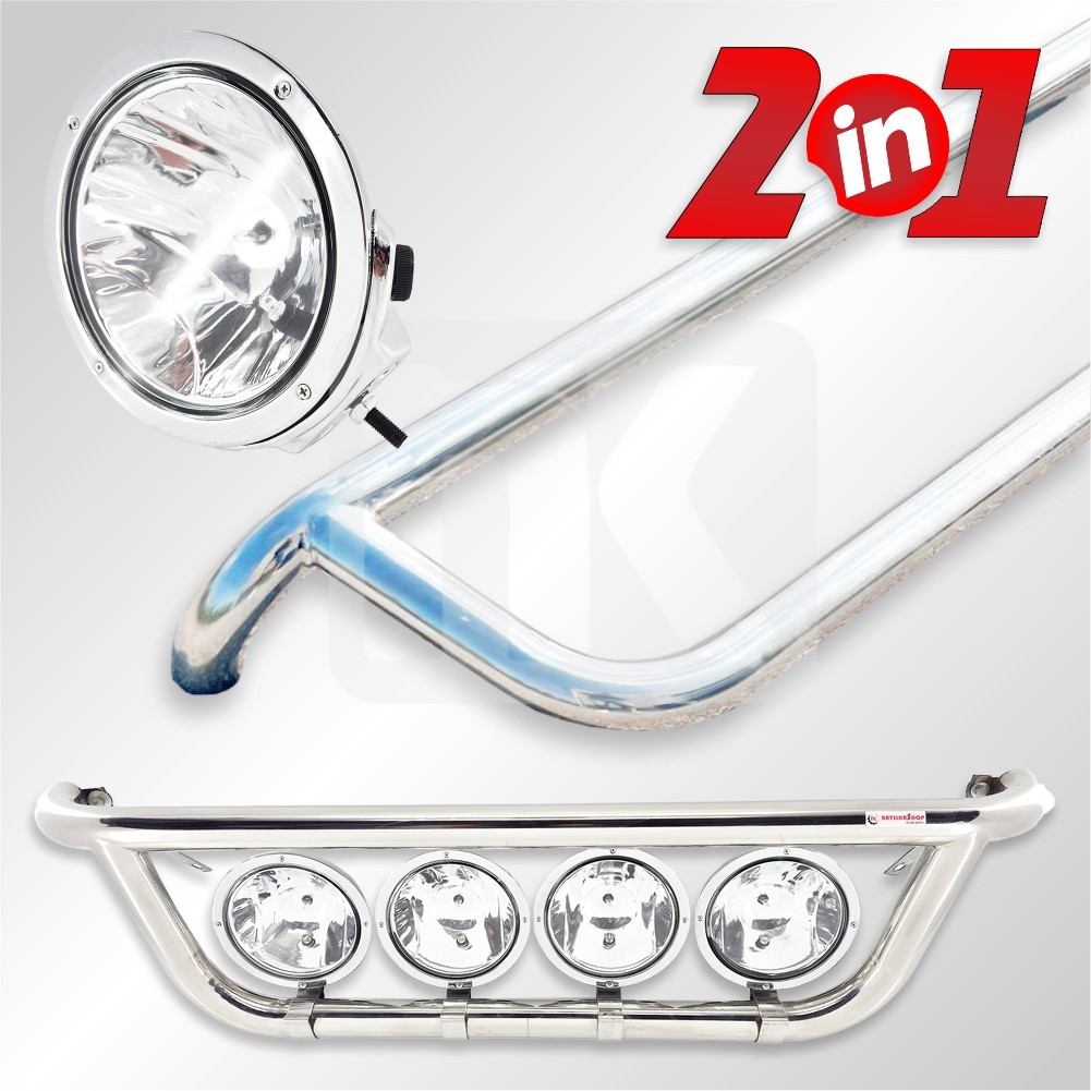 Μπάρα μάσκας με 4 προβολείς κομπλέ Scania 5/6 FULL INOX