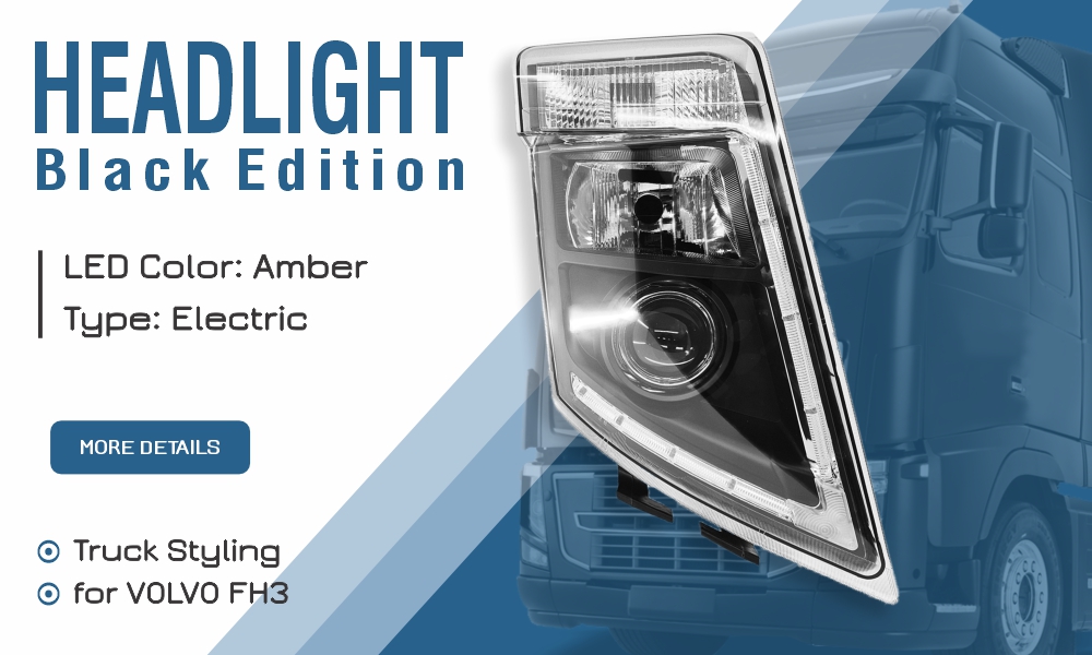 Headlight (LH) Volvo FH3 Black edition w/amber