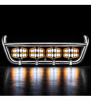 Set Stainless Steel Grille Bar & Oval FULL LED Black Edition Spotlights Volvo FH4