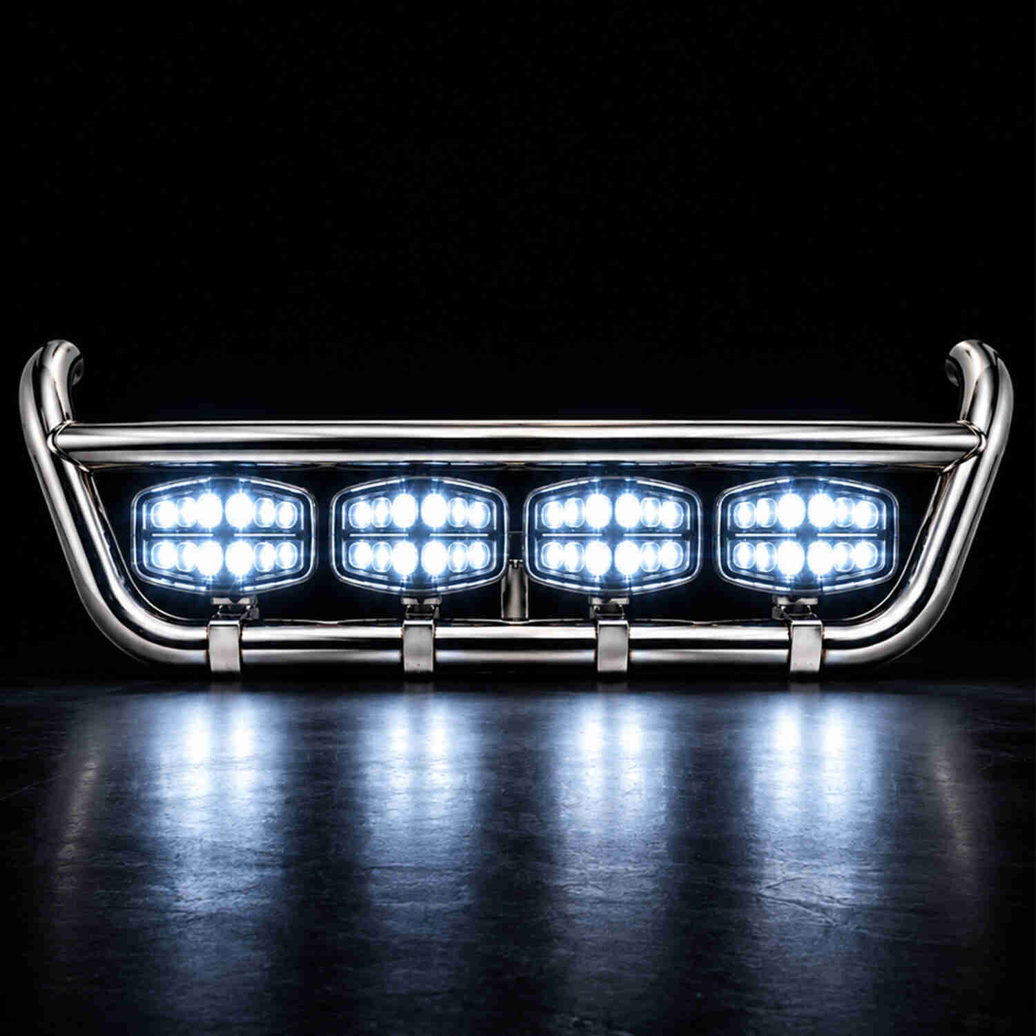 Σετ Ανοξείδωτη Μπάρα Μάσκας & Προβολείς Oval FULL LED Black Edition Volvo FH4